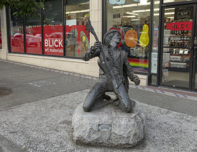 Jimi Hendrix Statue by Daryl Smith, Seattle, Washington stock photos Jimi Hendrix Statue by Daryl Smith, Seattle, Washington stock photos