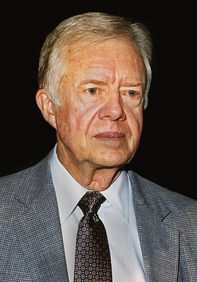 Jimmy Carter, 39th president of the United States visiting in Jerusalem, Israel in March, 1990, where he held meetings with Israeli and Arab officials trying to bridge the gaps between the two sides.  Carter, a moderate Democrat, was president from 1977-1981.  He led a remarkably active and constructive post-presidential life concerning himself with ameliorating global suffering, housing shortages and ravages from diseases as well as numerous peace seeking diplomatic missions.  Born in Plains, Georgia on 1924, he became, on March 22, 2019, at age 94 the oldest living former president, eclipsing the age of George HW Bush. Carter is a Nobel Laureate.