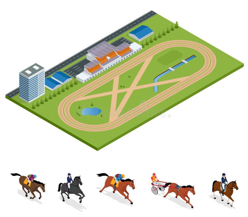 Jinete exterior isométrico en caballo, campeón, montar a caballo del hipódromo y del sistema para el fondo del deporte Circuito d libre illustration Jinete exterior isométrico en caballo, campeón, montar a caballo del hipódromo y del sistema para el fondo del deporte Circuito d libre illustration