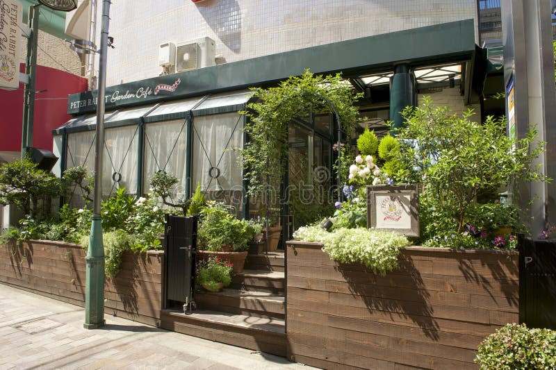 Jiyugaoka Peter Rabbit Garden Cafe Stock Image Image Of Shops