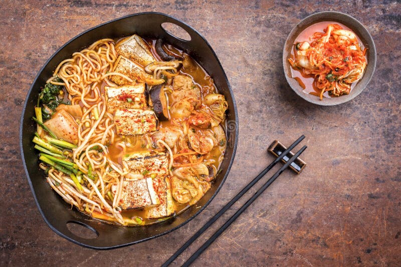 Vue De Dessus Ramen Soupe De Ramen Coréenne Traditionnelle Avec