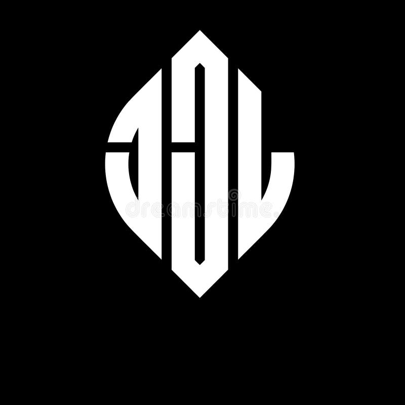 JJL circle letter logo design with circle and ellipse shape. JJL ellipse letters with typographic style. The three initials form a stock images