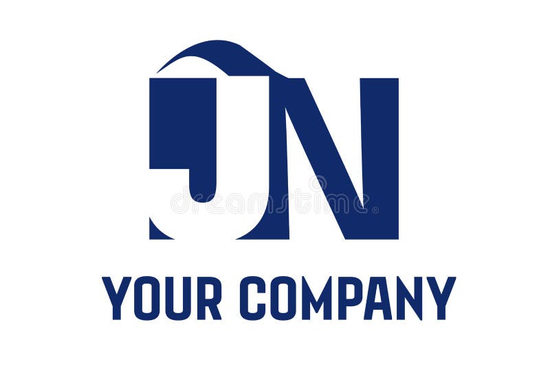 JN Negative Space Square Swoosh Letter Logo Stock Vector Illustration