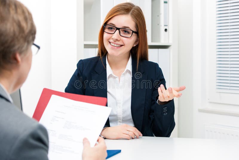 Job applicant having an interview stock photo