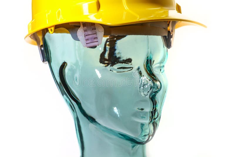 Job Automation Construction Worker. Robotic humanoid wears construction worker hard hat as job automation robot replacement royalty free stock photography Job Automation Construction Worker. Robotic humanoid wears construction worker hard hat as job automation robot replacement royalty free stock photography