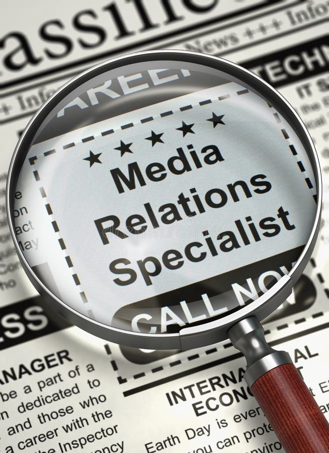 Job Opening Media Relations Specialist. 3D. royalty free stock photos