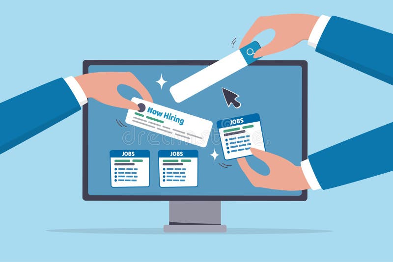 Job posting on recruitment website, employment or career opportunity online, HR or human resource offer help wanted or hiring vector illustration