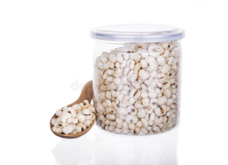 Job`s Tears or Millet Dried Fruits and Seeds Isolated on White Surface