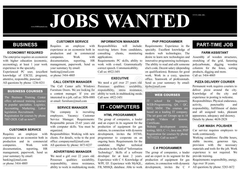 job advertisement newspaper