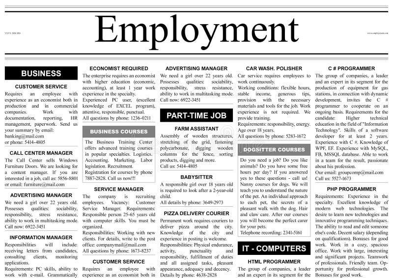 job advertisement newspaper