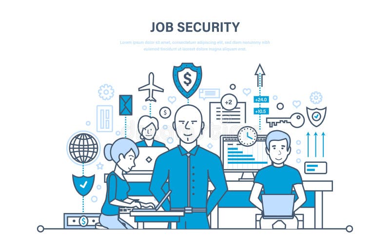 Job Security Concept. Data Security, Comfortable Work, Protection of