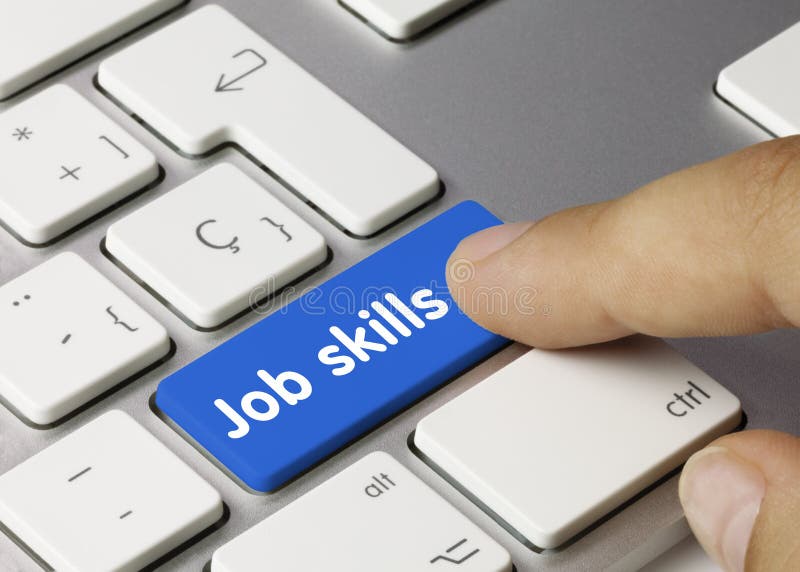 Job skills - Inscription on Blue Keyboard Key