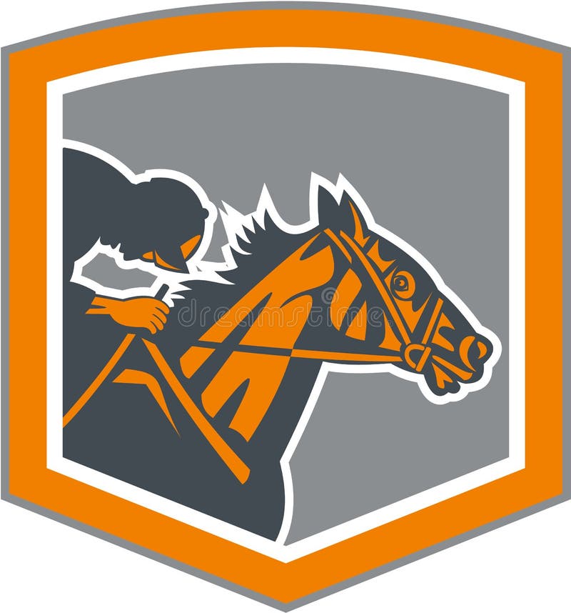 Jockey Horse Racing Shield Retro- vektor abbildung Jockey Horse Racing Shield Retro- vektor abbildung