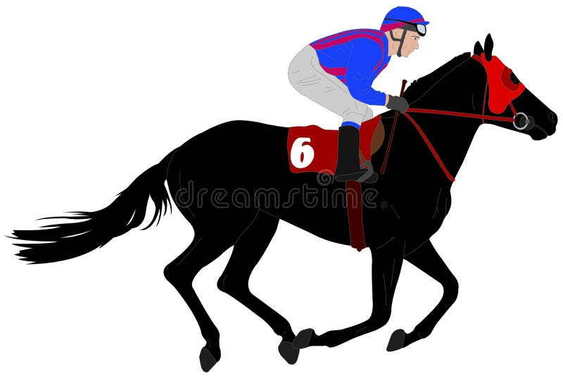 Jockey Riding Race Horse Drawing Stock Vector Illustration of race