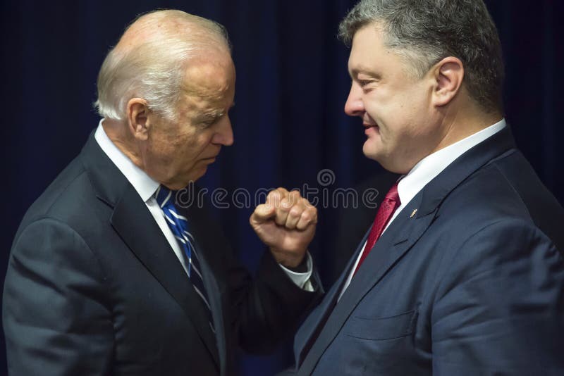 NEW YORK, USA - Sep 29, 2015: US Vice President Joe Biden during a meeting with President of Ukraine Petro Poroshenko in New York. NEW YORK, USA - Sep 29, 2015: US Vice President Joe Biden during a meeting with President of Ukraine Petro Poroshenko in New York