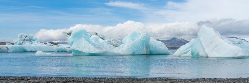 Joekulsarlon Glacier Lagoon landscape with blue ice in Iceland