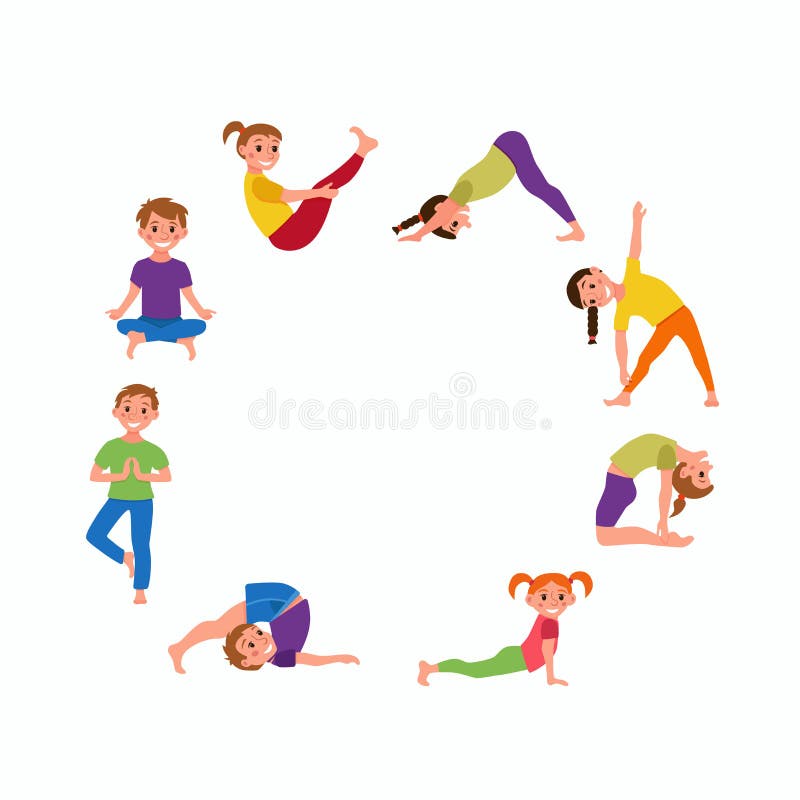 Joga żartuje pozy ustawiać ilustracji Joga żartuje pozy ustawiać ilustracji