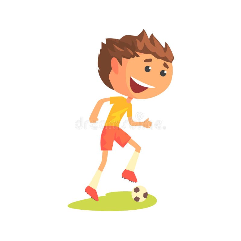 Jogador de futebol novo que retrocede a ilustração do vetor dos desenhos animados da bola ilustração do vetor Jogador de futebol novo que retrocede a ilustração do vetor dos desenhos animados da bola ilustração do vetor