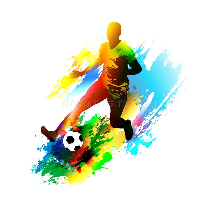 Jogador de futebol que corre com a bola ilustração royalty free Jogador de futebol que corre com a bola ilustração royalty free