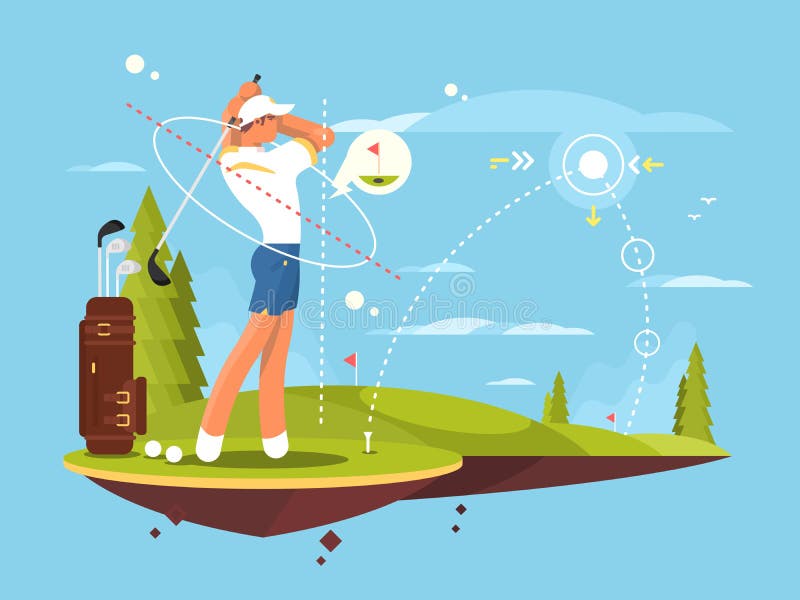 Jogador de golfe masculino que joga o golfe ilustração do vetor Jogador de golfe masculino que joga o golfe ilustração do vetor