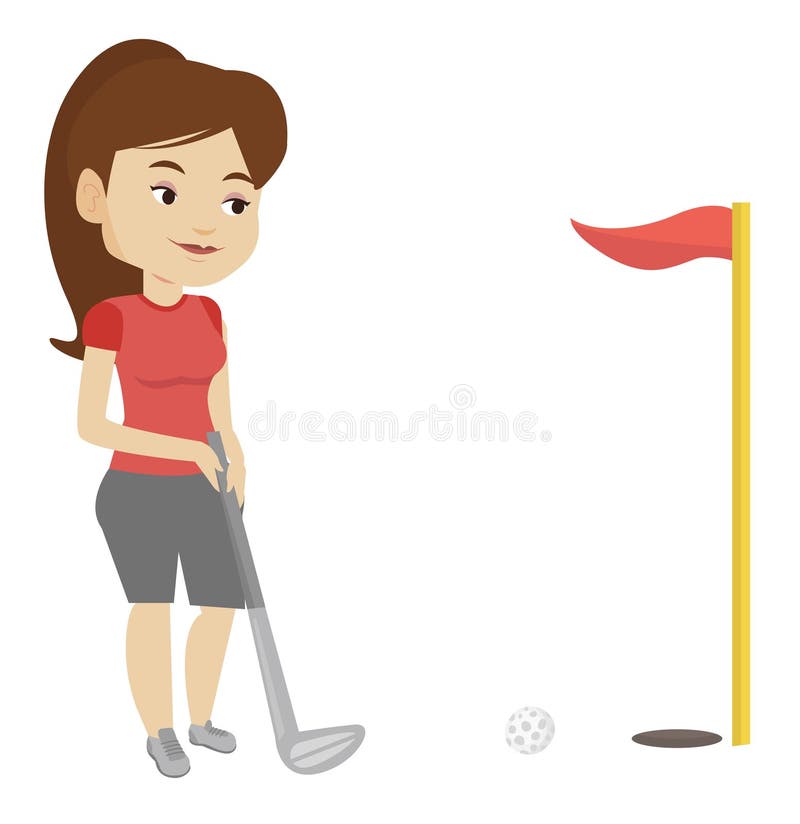 Jogador de golfe que bate a ilustração do vetor da bola ilustração stock Jogador de golfe que bate a ilustração do vetor da bola ilustração stock