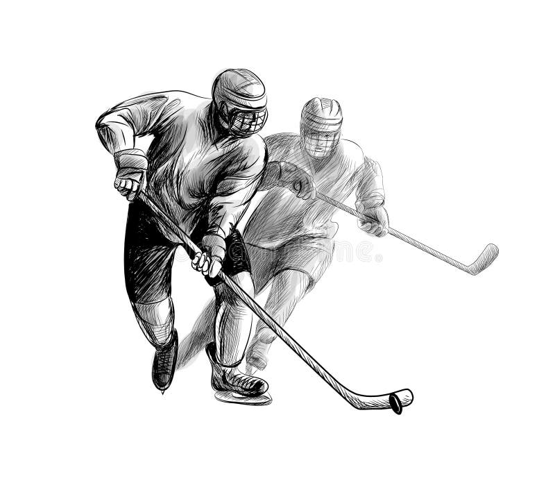 Hockey é Um Jogo Difícil De Desenhar Ilustração do Vetor - Ilustração de  torneio, americano: 253707589