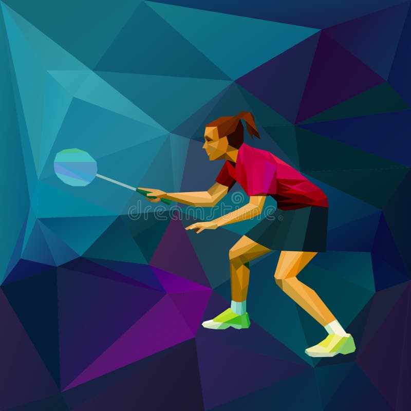 Jogador fêmea do badminton da senhora pronto para o jogo ilustração royalty free Jogador fêmea do badminton da senhora pronto para o jogo ilustração royalty free