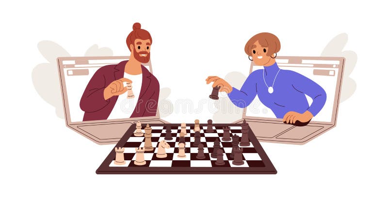 vetor de contorno do ícone de xadrez online. tabuleiro de jogo