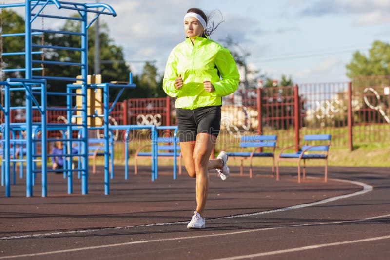 Jogging Portrait Of Professional Female Runner During Stock Image Image Of  Caucasian, Outdoors: 132886869