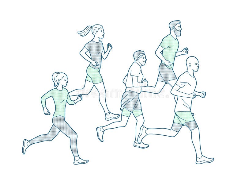 People Run Runner Marathon Running Team Work Running Group Of People Running Graphic Vector