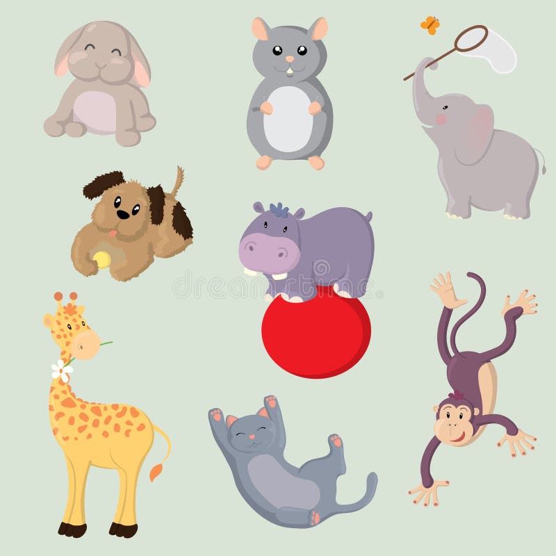 Conjunto de animais fofos ilustração do vetor