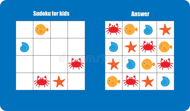 Sudoku para crianças em idade pré-escolar. jogo lógico com sol, nuvem e  guarda-chuva.