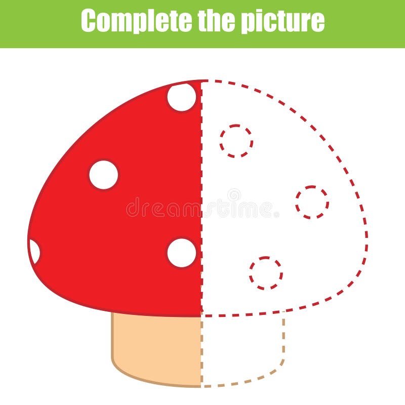 Complete a planilha de prática de desenho de outono de cogumelos