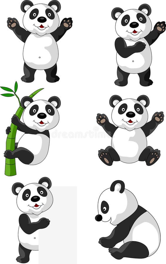 Illustration of panda cartoon set. Illustration of panda cartoon set