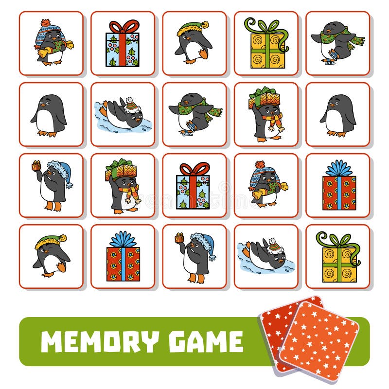 Jogo Da Memória Para Crianças, Cartões Com Pinguins E Presentes Ilustração do Vetor - Ilustração de presentes, cachecol: 93684134 Jogo Da Memória Para Crianças, Cartões Com Pinguins E Presentes Ilustração do Vetor - Ilustração de presentes, cachecol: 93684134