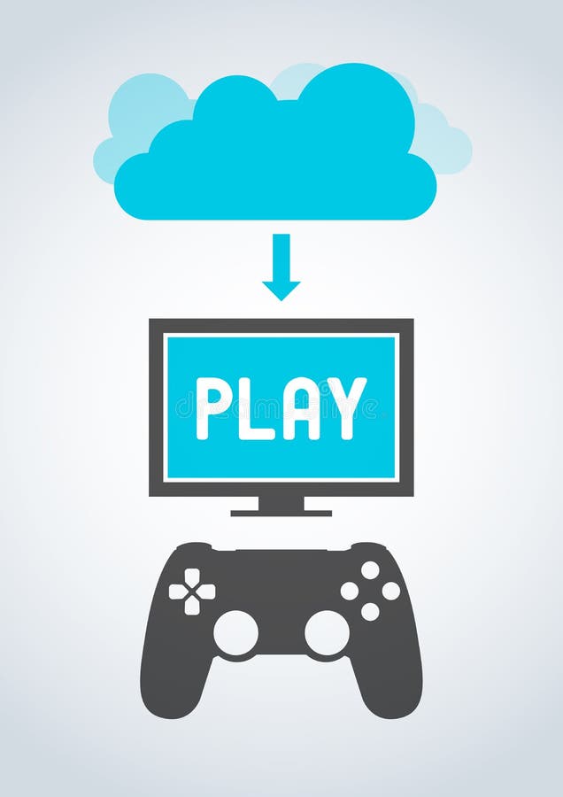 Ilustração Da Consola De Jogos De Vídeo Com Jogo Em Nuvem Fofo. Tecnologia  De Plataforma De Streaming De Jogos Na Nuvem Da Interne Ilustração do Vetor  - Ilustração de consola, cartoon: 204126981