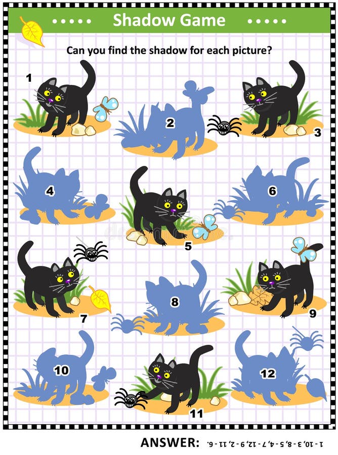 Jogo Da Sombra Com Gato Preto Ilustração do Vetor - Ilustração de