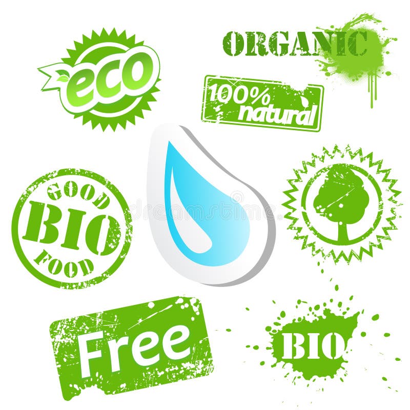Jogo de bio etiquetas usadas. ilustração royalty free Jogo de bio etiquetas usadas. ilustração royalty free