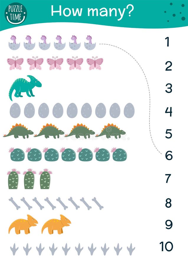 Cor Pré-histórica Vetorial Por Atividade Numérica Com Dinossauro