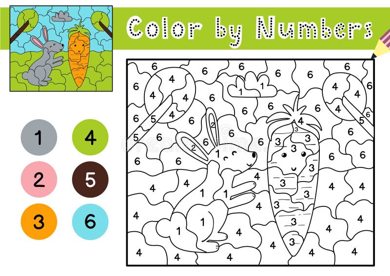 Jogo de cores por números para crianças página para colorir com uma raposa  fofa na floresta planilha para impressão com solução