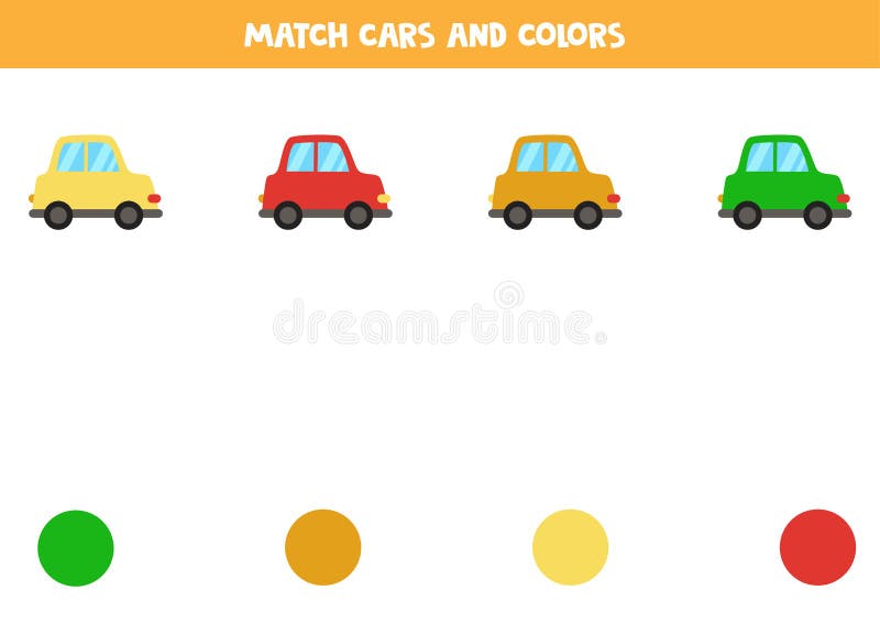 Jogo De Correspondência De Cores Para Crianças. Carros E Cores. Ilustração  do Vetor - Ilustração de carro, amarelo: 211891675