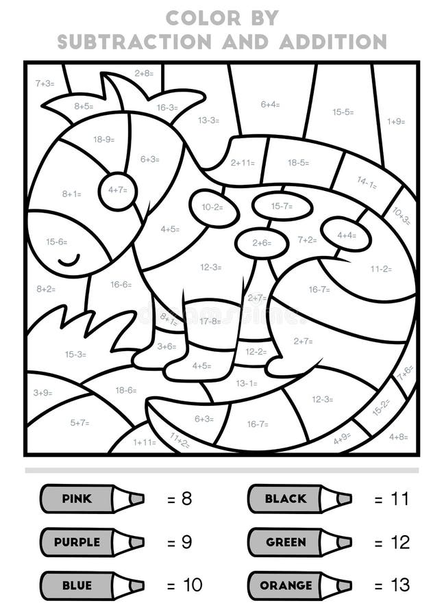 Jogo De Educação Colorido Por Adição E Subtração Para O Dinossauro Infantil  Ilustração do Vetor - Ilustração de suficiência, contagem: 221749386