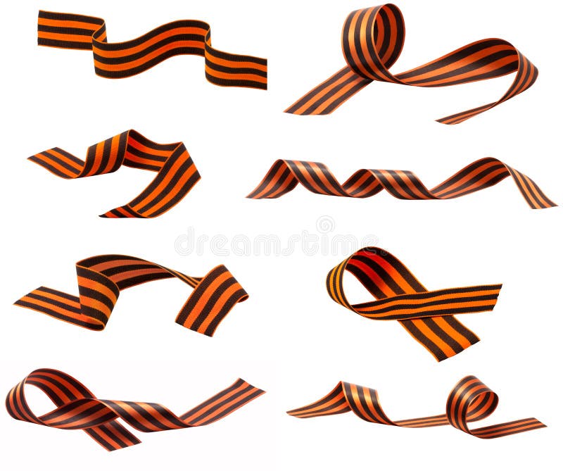 Orange and black striped ribbon symbol on May 9 and 23 February in Russia. Orange and black striped ribbon symbol on May 9 and 23 February in Russia.