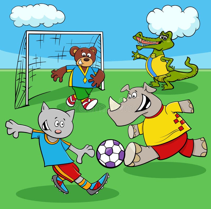 Jogo De Futebol De Animação Ilustração do Vetor - Ilustração de
