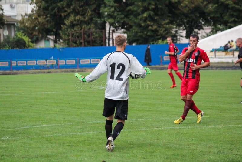 Goalkeeper during a match. Moldovan pro football league. Goalkeeper during a match. Moldovan pro football league