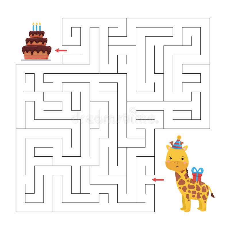 Jogo de labirinto de aniversário com dragões de desenho animado