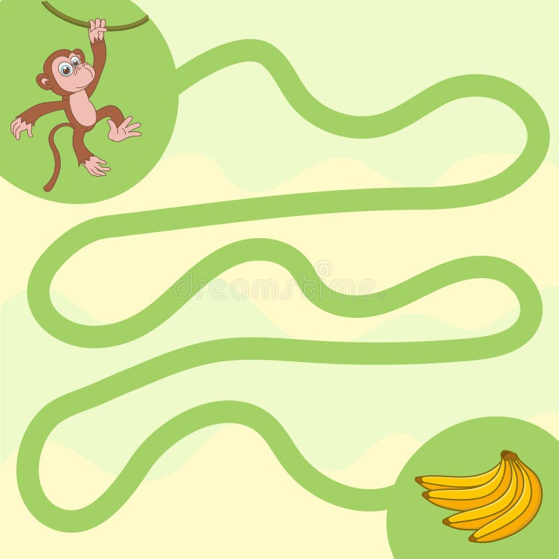 Jogo de educação para crianças construir a maneira correta de ajudar o  macaco fofo a se mudar para a banana