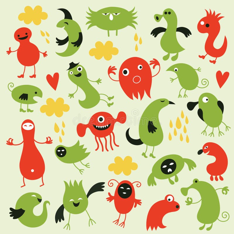 Jogo de monstro bonitos ilustração stock Jogo de monstro bonitos ilustração stock