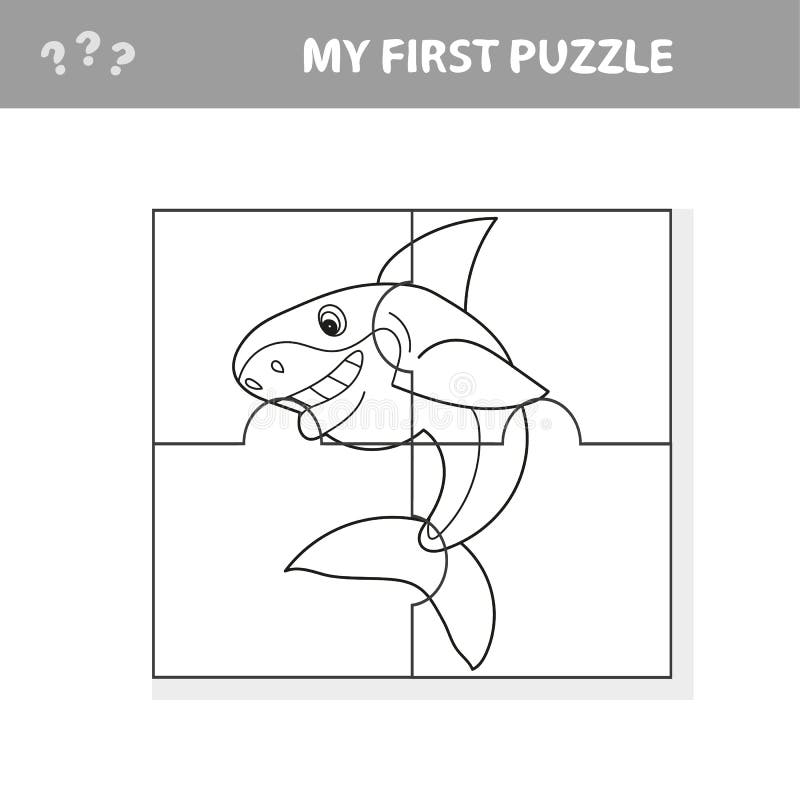 Jogo De Quebra-cabeça Para Crianças Na Pré-escola Com Tubarão Engraçado  Ilustração do Vetor - Ilustração de pronto, modelo: 171869188