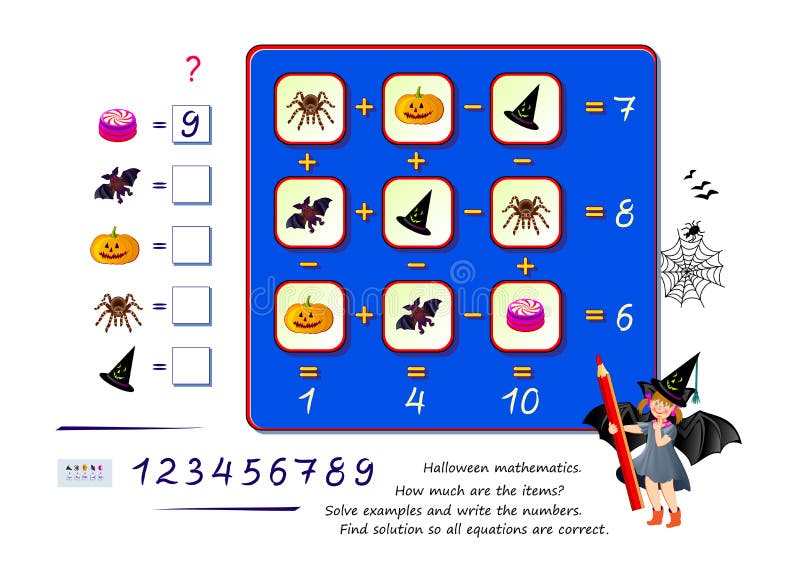 Jogo Quebra Cabeça Lógica Matemática Para Mais Inteligente Resolva Exemplos  imagem vetorial de Nataljacernecka© 383006262